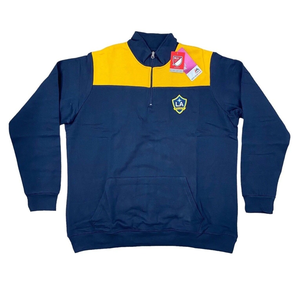 LA Galaxy Soccer Majestic Women's 1/4-Zip‎ Pullover Jacket Navy/Gold 3X NWT